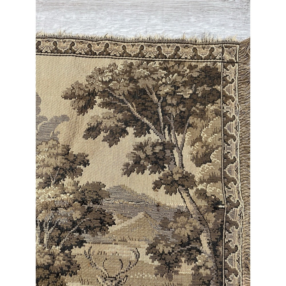 Vintage Wall Hanging Tapestry Deer Castle Wood Country Side Scene - Picture 3 of 10